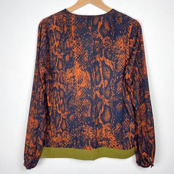 CAbi Python Snake Skin Border Wrap Style Chiffon Top Sz. M - Picture 4 of 6